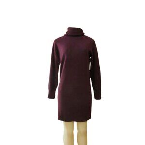 Quince Burgundy Cashmere Turtleneck Sweater Dress S Soft Long Sleeve